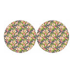 Pastel Alstroemeria Zigzag Pattern Print Car Coasters