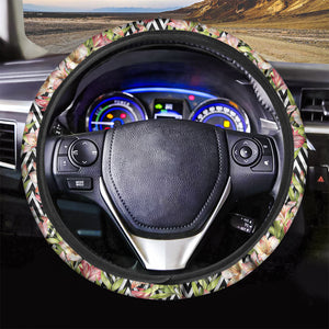 Pastel Alstroemeria Zigzag Pattern Print Car Steering Wheel Cover