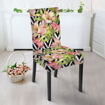 Pastel Alstroemeria Zigzag Pattern Print Dining Chair Slipcover