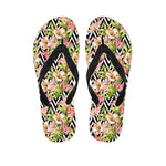 Pastel Alstroemeria Zigzag Pattern Print Flip Flops