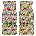 Pastel Alstroemeria Zigzag Pattern Print Front and Back Car Floor Mats