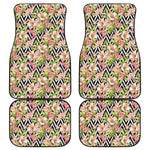 Pastel Alstroemeria Zigzag Pattern Print Front and Back Car Floor Mats