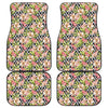 Pastel Alstroemeria Zigzag Pattern Print Front and Back Car Floor Mats