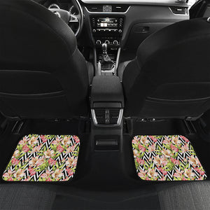 Pastel Alstroemeria Zigzag Pattern Print Front and Back Car Floor Mats