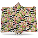 Pastel Alstroemeria Zigzag Pattern Print Hooded Blanket