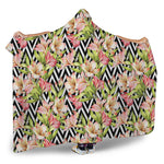 Pastel Alstroemeria Zigzag Pattern Print Hooded Blanket
