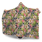 Pastel Alstroemeria Zigzag Pattern Print Hooded Blanket