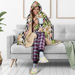 Pastel Alstroemeria Zigzag Pattern Print Hooded Blanket