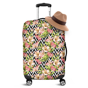 Pastel Alstroemeria Zigzag Pattern Print Luggage Cover