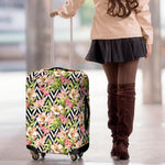 Pastel Alstroemeria Zigzag Pattern Print Luggage Cover