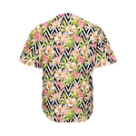 Pastel Alstroemeria Zigzag Pattern Print Men's Baseball Jersey