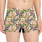 Pastel Alstroemeria Zigzag Pattern Print Men's Boxer Briefs