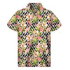 Pastel Alstroemeria Zigzag Pattern Print Men's Short Sleeve Shirt