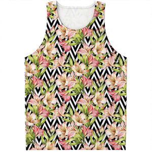 Pastel Alstroemeria Zigzag Pattern Print Men's Tank Top