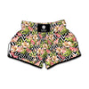 Pastel Alstroemeria Zigzag Pattern Print Muay Thai Boxing Shorts