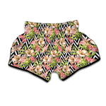 Pastel Alstroemeria Zigzag Pattern Print Muay Thai Boxing Shorts