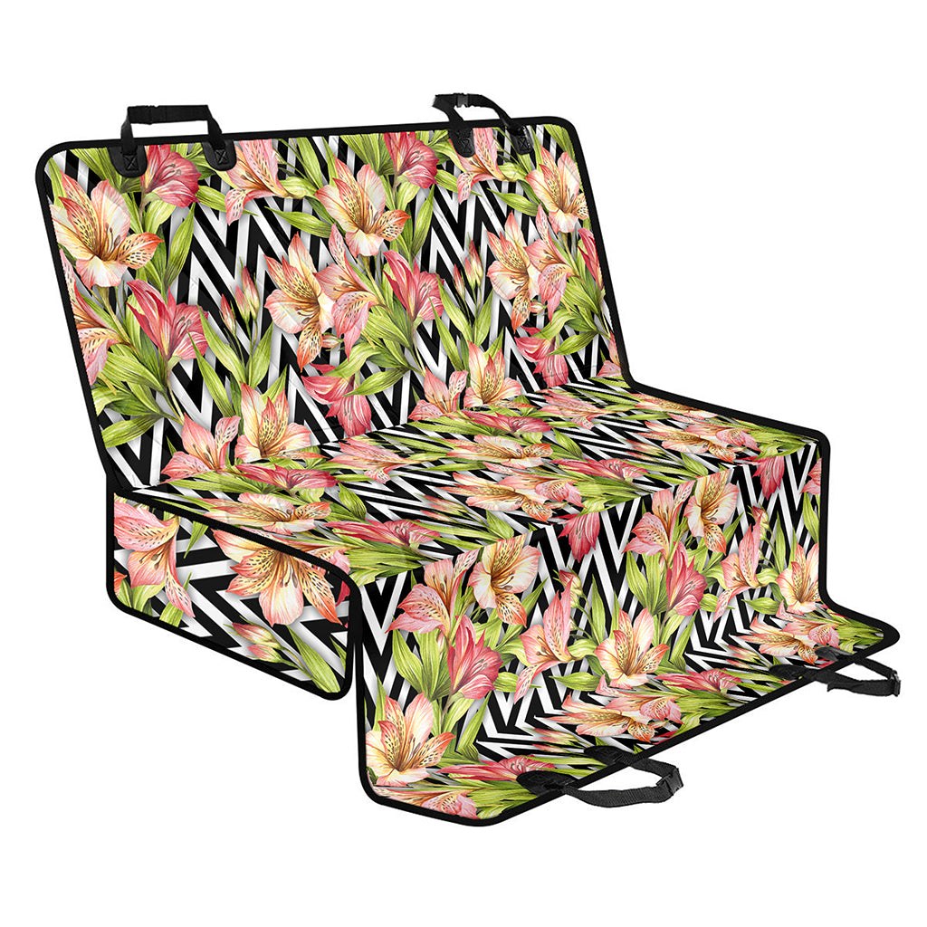 Pastel Alstroemeria Zigzag Pattern Print Pet Car Back Seat Cover