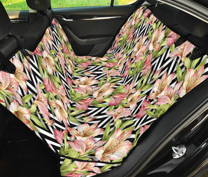 Pastel Alstroemeria Zigzag Pattern Print Pet Car Back Seat Cover