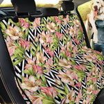 Pastel Alstroemeria Zigzag Pattern Print Pet Car Back Seat Cover