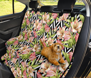 Pastel Alstroemeria Zigzag Pattern Print Pet Car Back Seat Cover