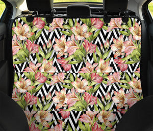 Pastel Alstroemeria Zigzag Pattern Print Pet Car Back Seat Cover