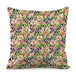 Pastel Alstroemeria Zigzag Pattern Print Pillow Cover