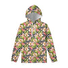 Pastel Alstroemeria Zigzag Pattern Print Pullover Hoodie