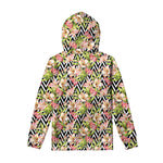 Pastel Alstroemeria Zigzag Pattern Print Pullover Hoodie