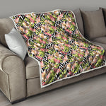 Pastel Alstroemeria Zigzag Pattern Print Quilt