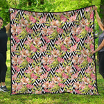Pastel Alstroemeria Zigzag Pattern Print Quilt