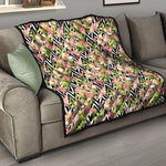 Pastel Alstroemeria Zigzag Pattern Print Quilt