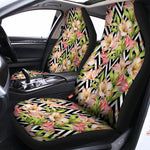 Pastel Alstroemeria Zigzag Pattern Print Universal Fit Car Seat Covers