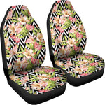 Pastel Alstroemeria Zigzag Pattern Print Universal Fit Car Seat Covers