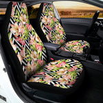 Pastel Alstroemeria Zigzag Pattern Print Universal Fit Car Seat Covers