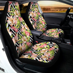 Pastel Alstroemeria Zigzag Pattern Print Universal Fit Car Seat Covers