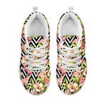 Pastel Alstroemeria Zigzag Pattern Print White Sneakers