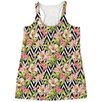 Pastel Alstroemeria Zigzag Pattern Print Women's Racerback Tank Top