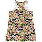 Pastel Alstroemeria Zigzag Pattern Print Women's Racerback Tank Top