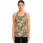 Pastel Alstroemeria Zigzag Pattern Print Women's Racerback Tank Top
