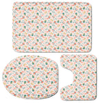 Pastel Axolotl Pattern Print 3 Piece Bath Mat Set