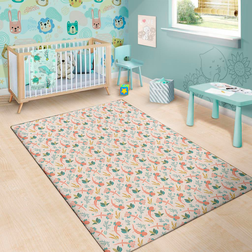 Pastel Axolotl Pattern Print Area Rug