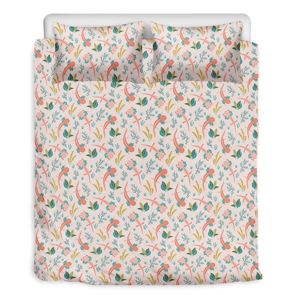 Pastel Axolotl Pattern Print Duvet Cover Bedding Set