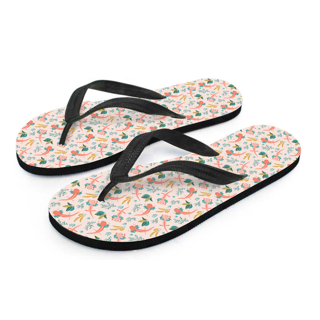 Pastel Axolotl Pattern Print Flip Flops