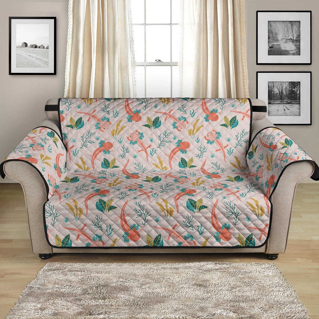 Pastel Axolotl Pattern Print Loveseat Protector