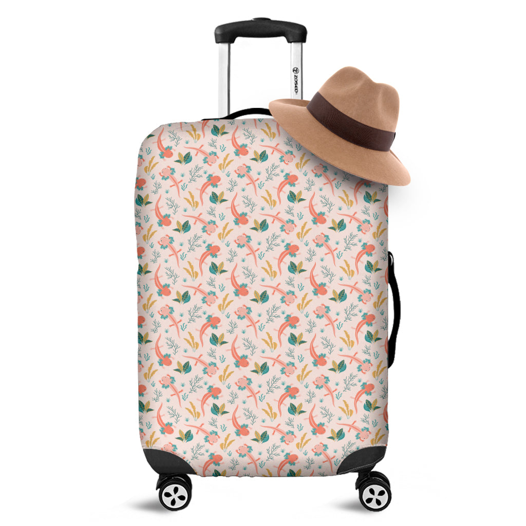 Pastel Axolotl Pattern Print Luggage Cover