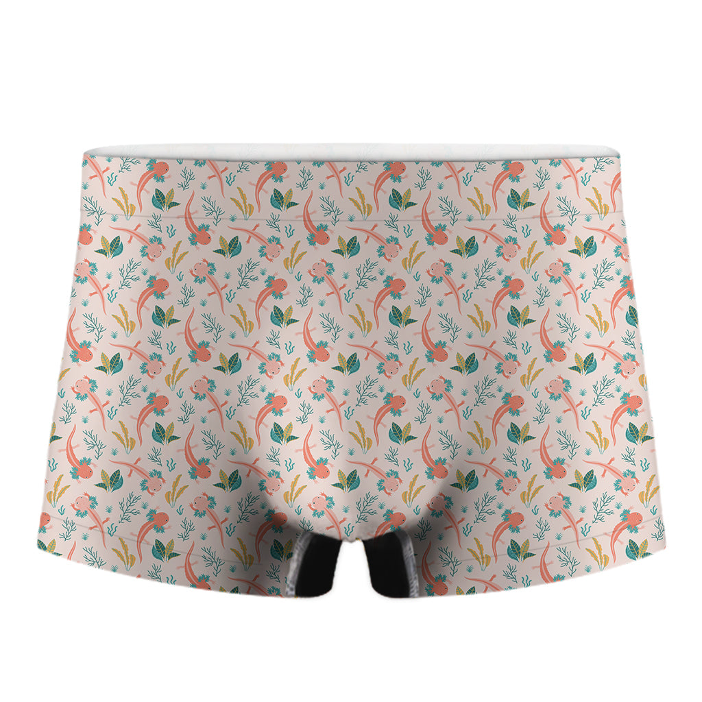 Pastel Axolotl Pattern Print Men's Boxer Briefs