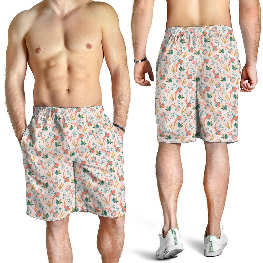 Pastel Axolotl Pattern Print Men's Shorts