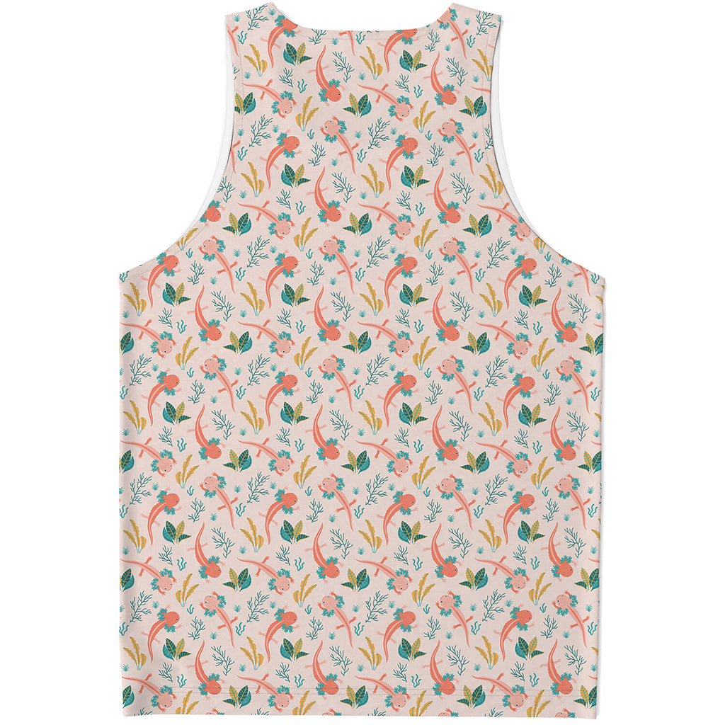 Pastel Axolotl Pattern Print Men's Tank Top