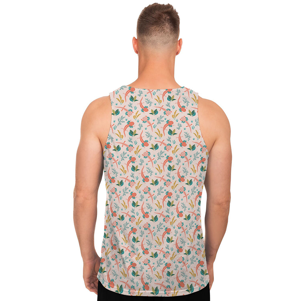 Pastel Axolotl Pattern Print Men's Tank Top