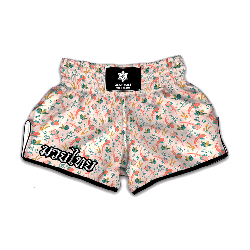 Pastel Axolotl Pattern Print Muay Thai Boxing Shorts